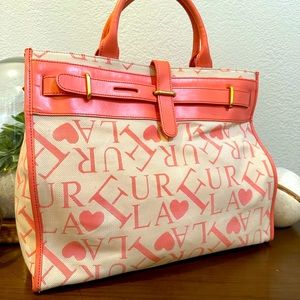 Furla Large Coral/Pink Signature Heart Tote Bag/Carryall